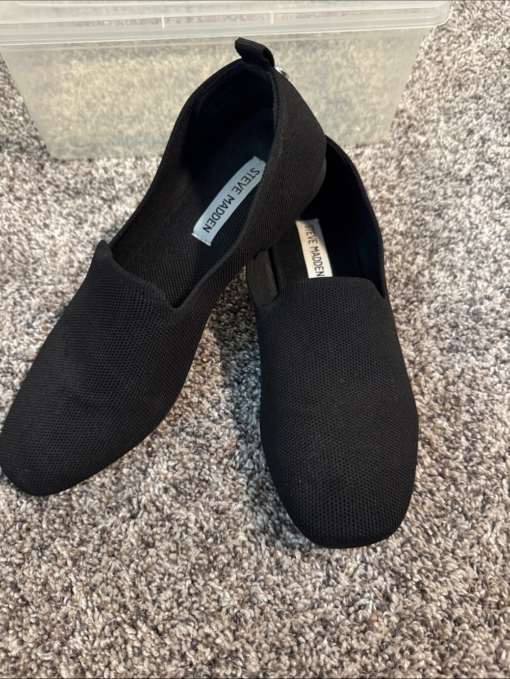 Steve Madden Black Knit Slip-On Flats